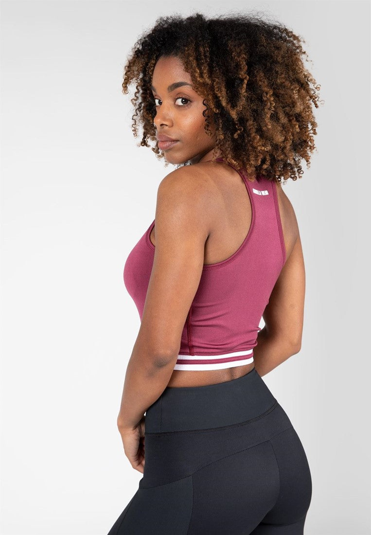 Mesa Zip Front Crop Top - Burgundy Red – Gorilla Wear Kosova