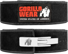 Load image into Gallery viewer, Gorilla Wear 4 Inch Leather Lever Belt - Black