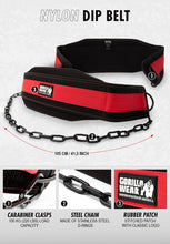 Load image into Gallery viewer, Gorilla Wear Nylon Dip Belt - Black/Red