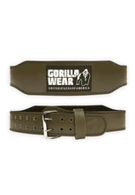 Load image into Gallery viewer, Gorilla Wear 4 Inch Padded Leather Lifting Belt - Army Green