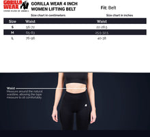 Load image into Gallery viewer, Gorilla Wear 4 Inch Women&#39;s Lifting Belt - Black