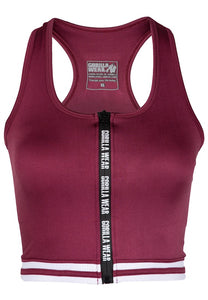 Mesa Zip Front Crop Top - Burgundy Red