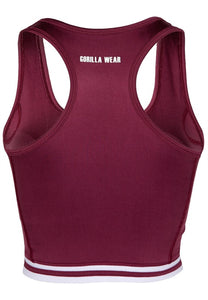 Mesa Zip Front Crop Top - Burgundy Red